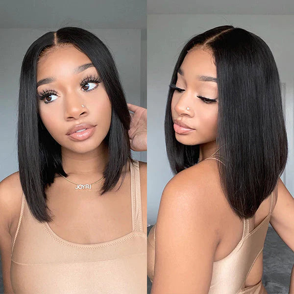 Super Natural Side Part Glueless Wide 5*5 Lace Bob Wig 100% Human Hair | Fits All Face Shapes